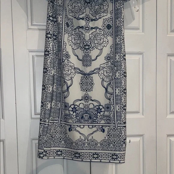 Blue and White Off-Shoulder Dress- Medium - Picture 5 of 6